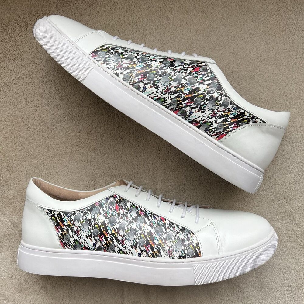Robert Graham Northcliff‎ White & Multicolor Leather Sneakers Men’s 9 RGL5218